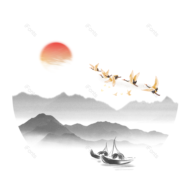 水墨图片,中国风元素,插画PNG,风景免抠素材